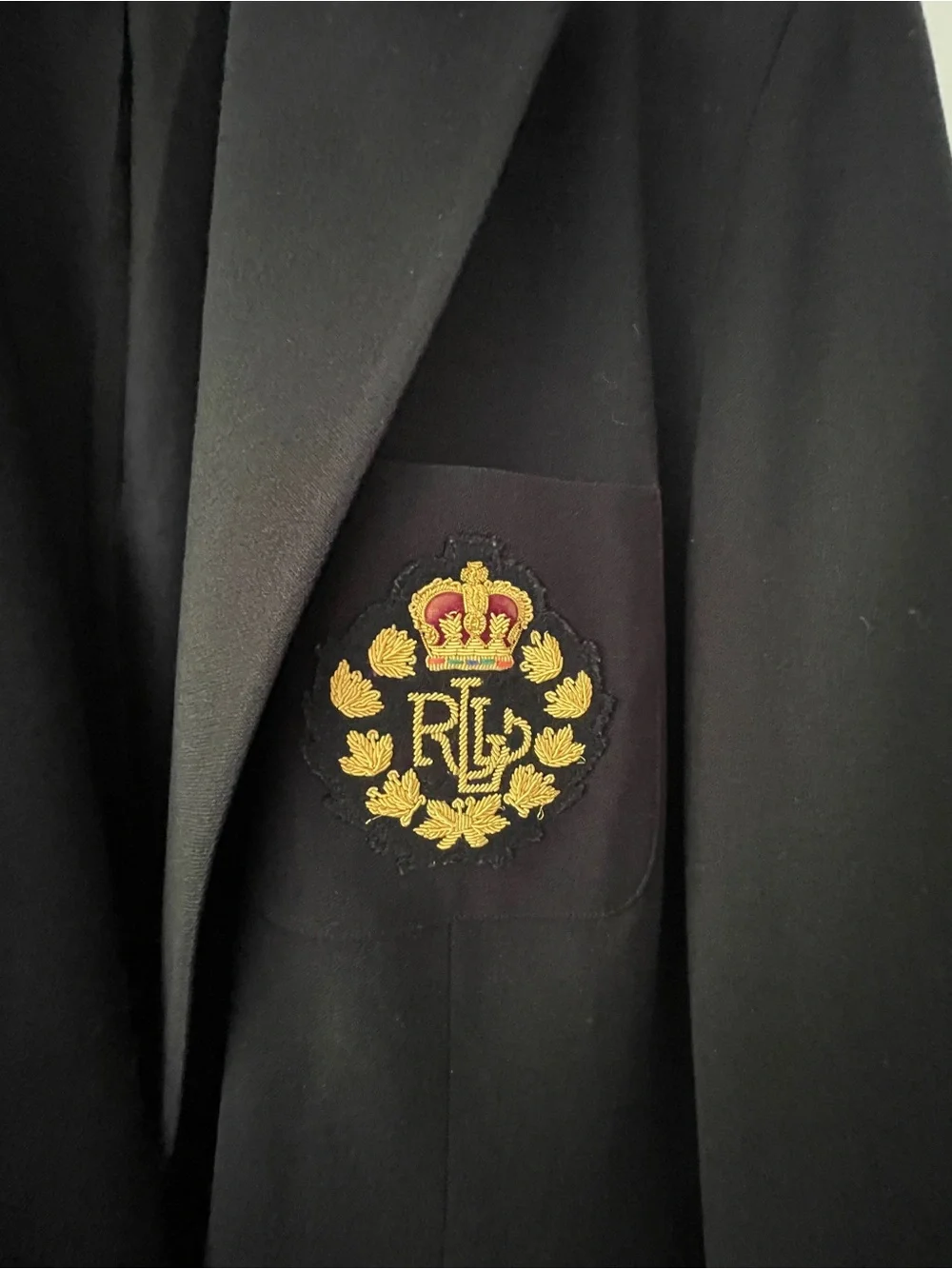 Ralph Lauren Black Blazer with Gold Logo Label - Picture 2 of 5